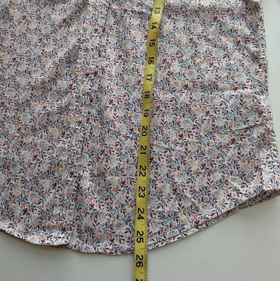 GAP Perfect Shirt V-Neck Button Down Cotton Floral Print Pink Navy Red - sz XS - Picture 9 of 10